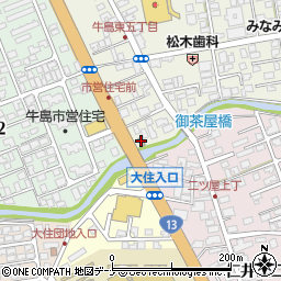 秋田中央警察署牛島交番周辺の地図