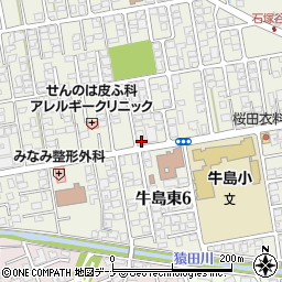 秋田魁新報　牛島販売所周辺の地図