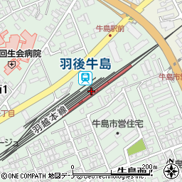 羽後牛島駅周辺の地図