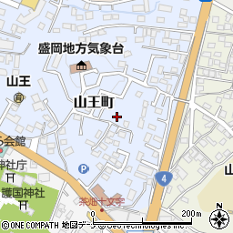 岩手県盛岡市山王町周辺の地図