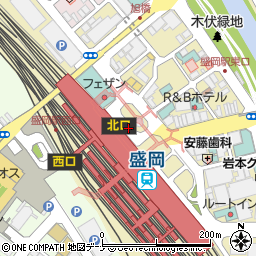 盛岡駅東口周辺の地図