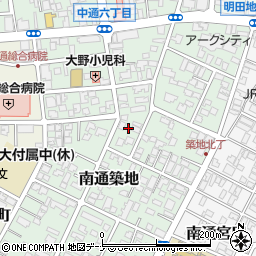 秋田県秋田市南通築地周辺の地図