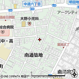 〒010-0013 秋田県秋田市南通築地の地図