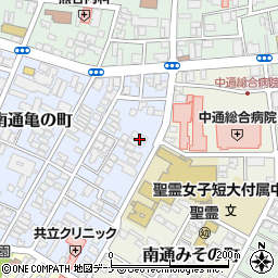 秋田市役所子ども未来部　子ども育成課中通児童館周辺の地図