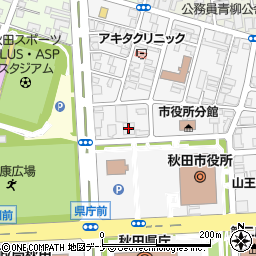 秋田市職員研修棟周辺の地図