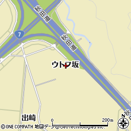 秋田県秋田市上新城道川ウトフ坂周辺の地図