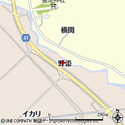 秋田県秋田市金足片田野添周辺の地図