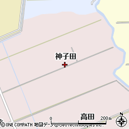 秋田県秋田市金足小泉神子田周辺の地図
