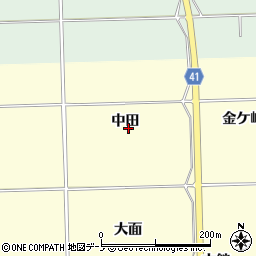 秋田県秋田市金足高岡中田周辺の地図