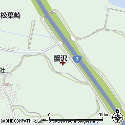 秋田県秋田市金足浦山蟹沢周辺の地図