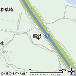 秋田県秋田市金足浦山（蟹沢）周辺の地図