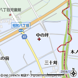 秋田県潟上市昭和八丁目（中の坪）周辺の地図