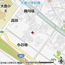 秋田県潟上市昭和大久保（小谷地）周辺の地図