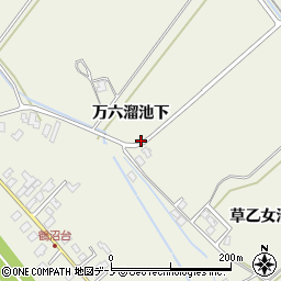 秋田県潟上市天王万六溜池下周辺の地図