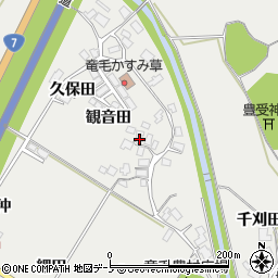 秋田県潟上市昭和豊川竜毛観音田17周辺の地図