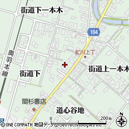 秋田県潟上市飯田川下虻川街道下124-18周辺の地図