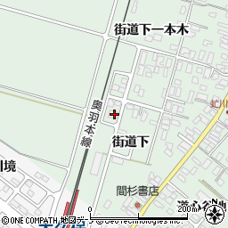 秋田県潟上市飯田川下虻川街道下91-6周辺の地図