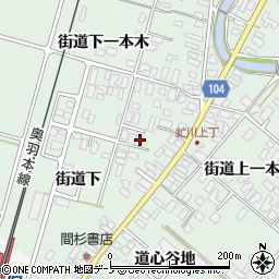 秋田県潟上市飯田川下虻川街道下103-7周辺の地図