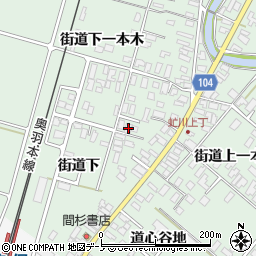 秋田県潟上市飯田川下虻川街道下103周辺の地図
