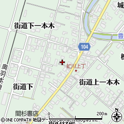 秋田県潟上市飯田川下虻川街道下一本木27周辺の地図