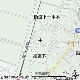 秋田県潟上市飯田川下虻川街道下109-4周辺の地図