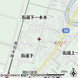 秋田県潟上市飯田川下虻川街道下105周辺の地図