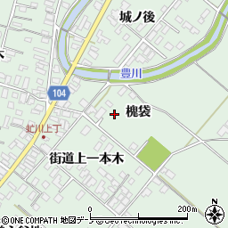 秋田県潟上市飯田川下虻川槐袋周辺の地図