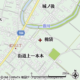 秋田県潟上市飯田川下虻川（槐袋）周辺の地図