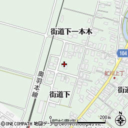 秋田県潟上市飯田川下虻川街道下109周辺の地図