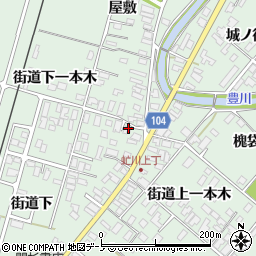 秋田県潟上市飯田川下虻川街道下一本木4周辺の地図