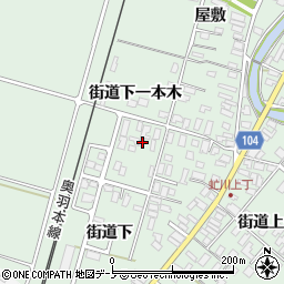 秋田県潟上市飯田川下虻川街道下一本木11周辺の地図