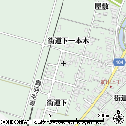 秋田県潟上市飯田川下虻川街道下一本木13周辺の地図