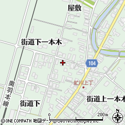 秋田県潟上市飯田川下虻川街道下一本木8周辺の地図