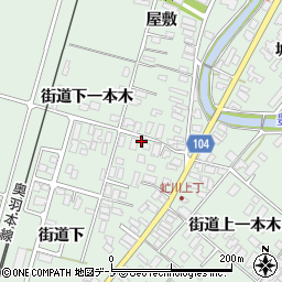 秋田県潟上市飯田川下虻川街道下一本木8-2周辺の地図