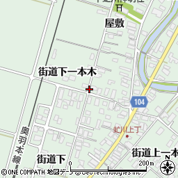 秋田県潟上市飯田川下虻川（街道下一本木）周辺の地図