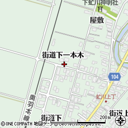 秋田県潟上市飯田川下虻川街道下一本木51周辺の地図