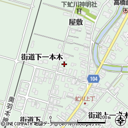 秋田県潟上市飯田川下虻川街道下一本木54周辺の地図