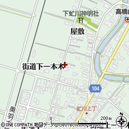秋田県潟上市飯田川下虻川街道下一本木60周辺の地図