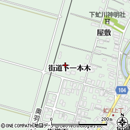 秋田県潟上市飯田川下虻川街道下一本木49周辺の地図