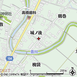秋田県潟上市飯田川下虻川（城ノ後）周辺の地図