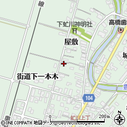秋田県潟上市飯田川下虻川街道下一本木60-1周辺の地図