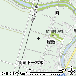 秋田県潟上市飯田川下虻川袋周辺の地図