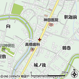 秋田県潟上市飯田川下虻川（屋敷）周辺の地図