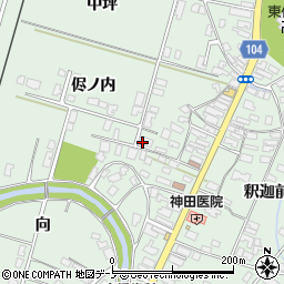 秋田県潟上市飯田川下虻川侭ノ内周辺の地図