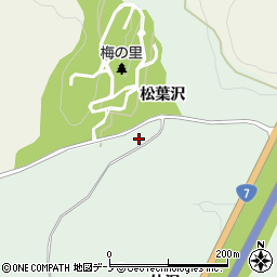 秋田県潟上市飯田川下虻川松葉沢周辺の地図