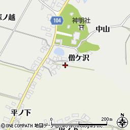 秋田県潟上市飯田川飯塚僧ケ沢周辺の地図