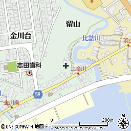 秋田県男鹿市船川港金川留山周辺の地図