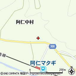 秋田県北秋田市阿仁中村中村アサミ沢周辺の地図