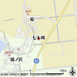 秋田県男鹿市脇本樽沢七十刈周辺の地図