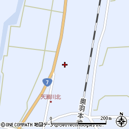 秋田県三種町（山本郡）天瀬川（杠沢）周辺の地図